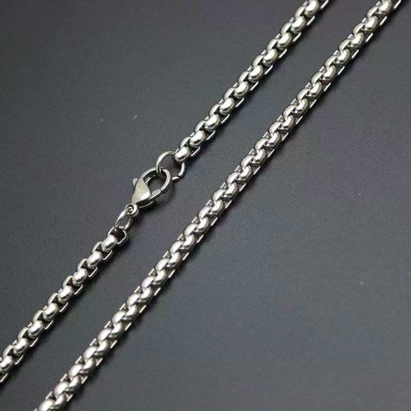 Pure Titanium 3mm Width Square Box Chain Anti-allergy Ultralight Necklace Unisex