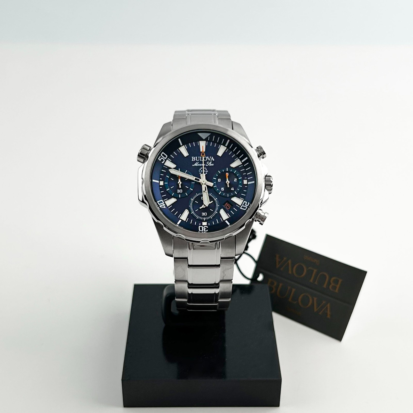 New-Bulova Men’s 96B256 Marine Star Blue Dial six-hand chronograph Quartz Watch