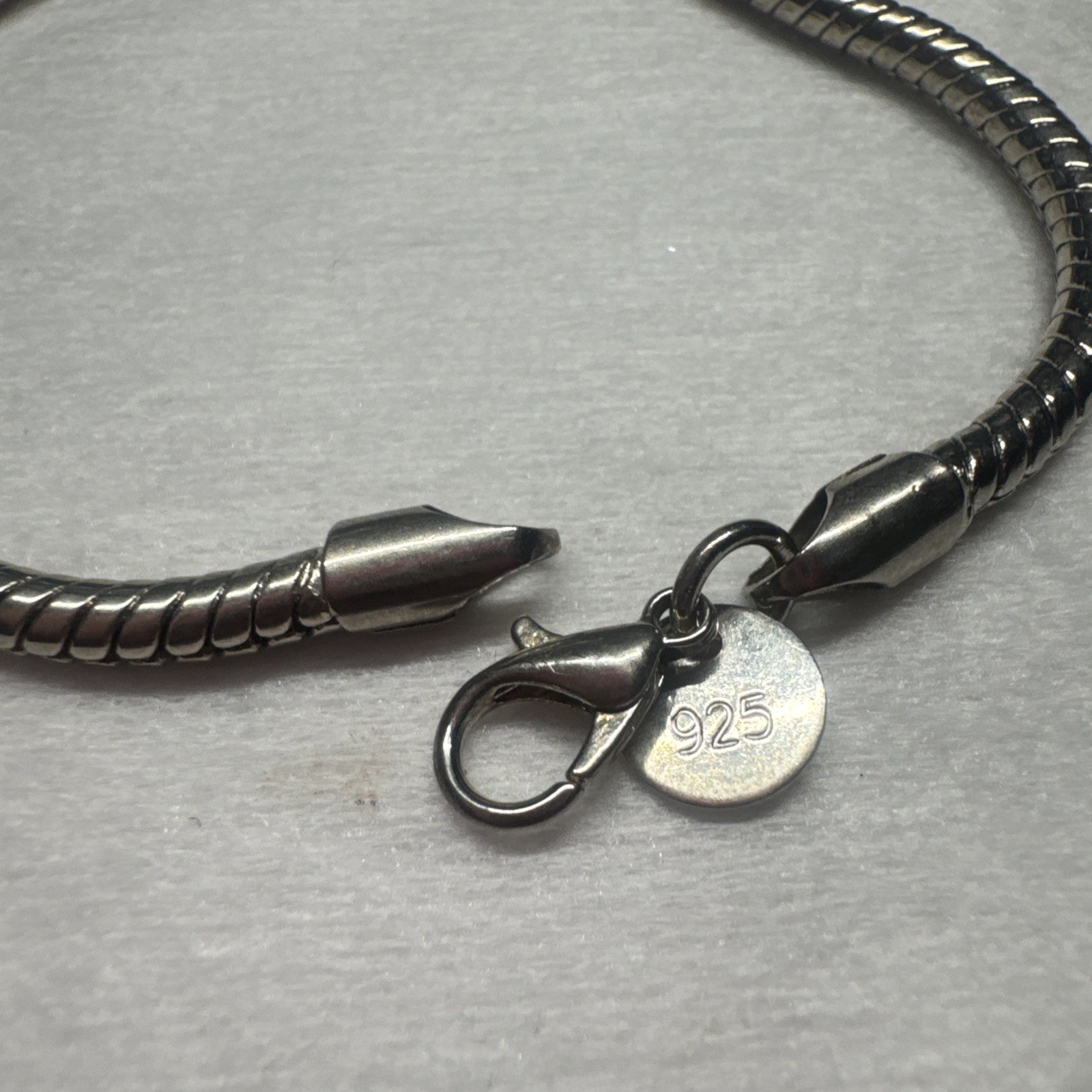 SUPER NICE 925 SILVER PLATED SNAKE CHAIN BRACELET 3MM APPROX. 8 ” LONG