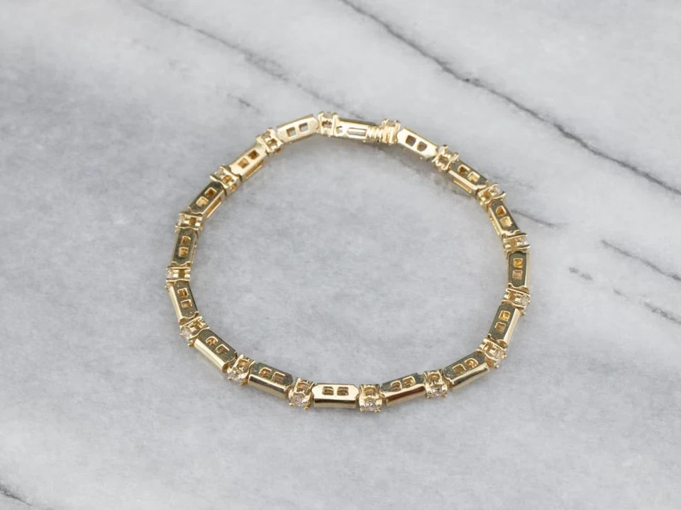 14K Yellow Gold Finish 4Ct Diamond Round Cut Lab Created Women’s Tennis Bracelet
