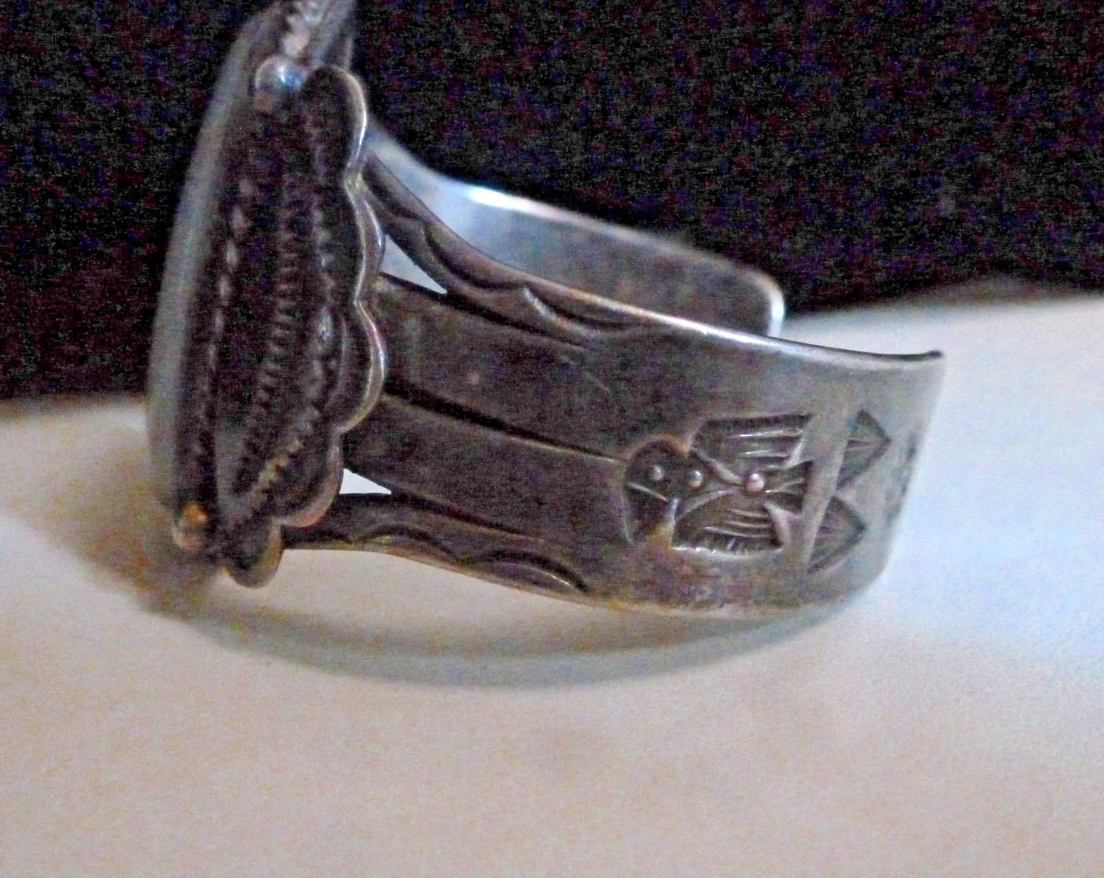Sterling Navajo Fred Harvey Era Cuff Bracelet Agate Thunderbirds Bracelet