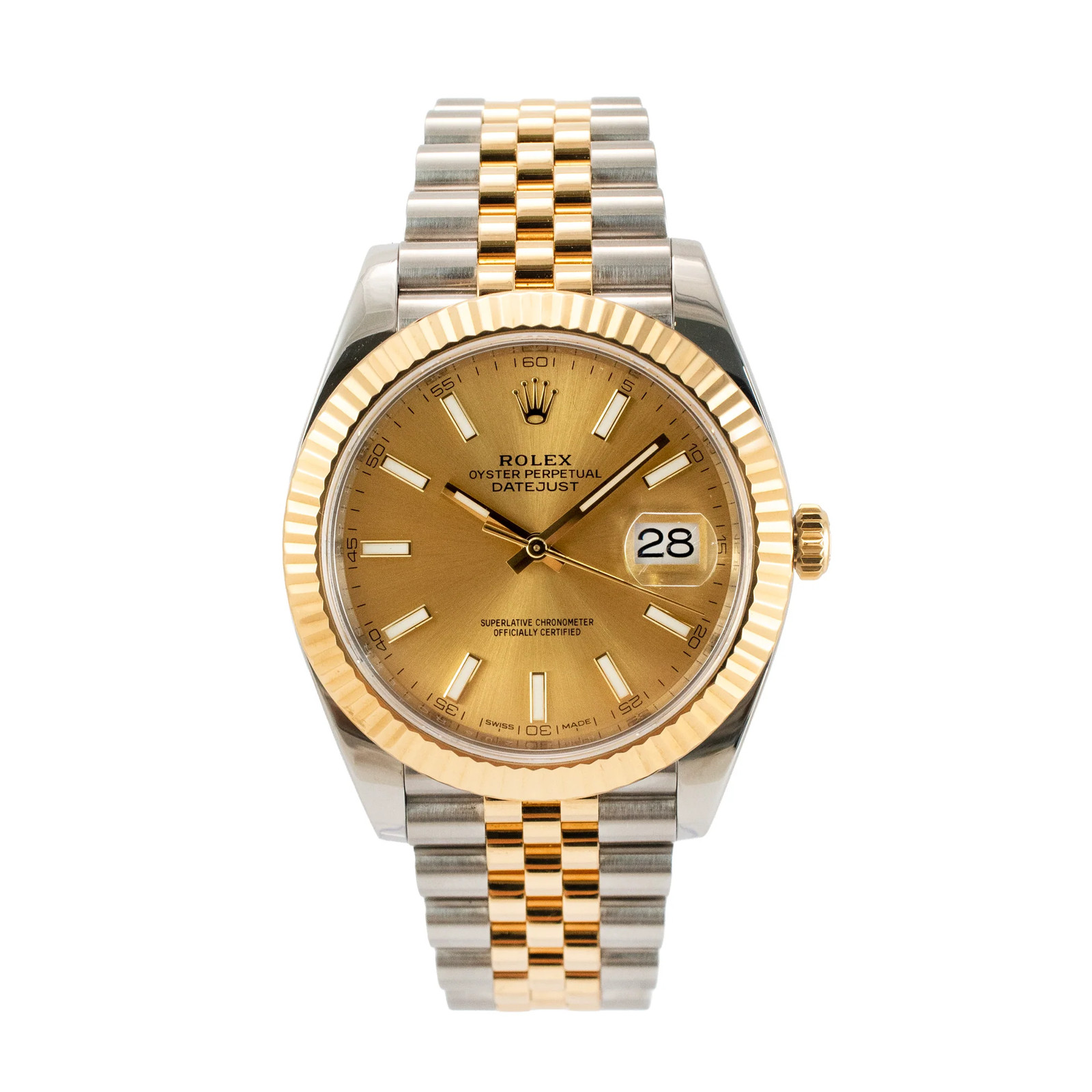 Rolex Datejust 41MM 126333 Champagne Dial Fluted Jubilee Gold Steel Watch