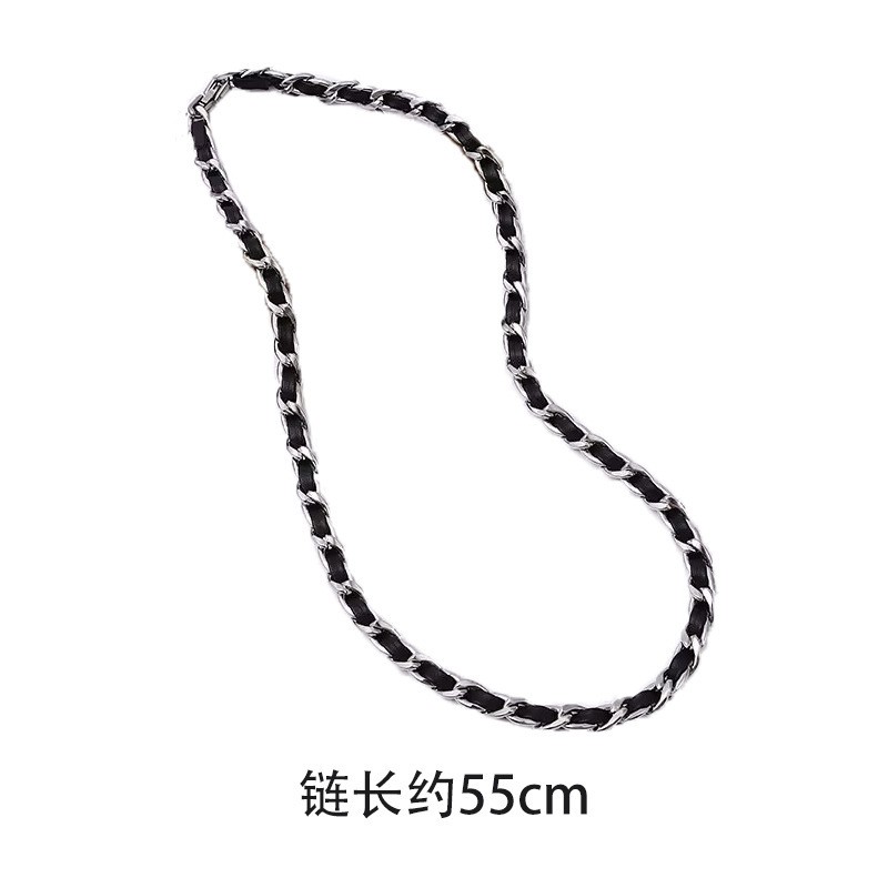 Silver Titanium Black PU Leather Jewelry Necklace Bracelet Chic Unisex Jewelry