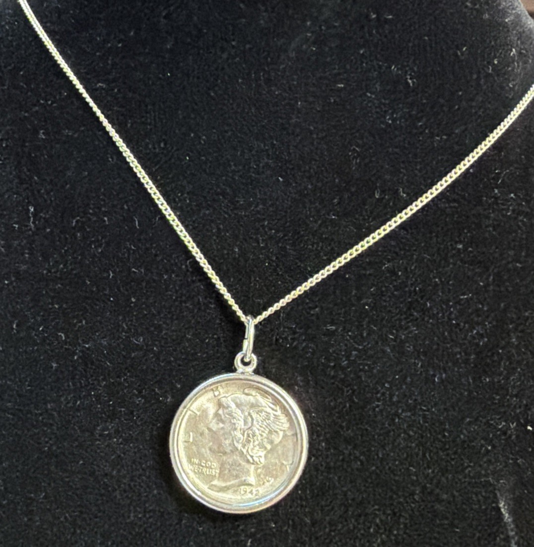 If Ever In Trouble Here’s Price Of A Call Mercury Dime Sterling Silver Necklace