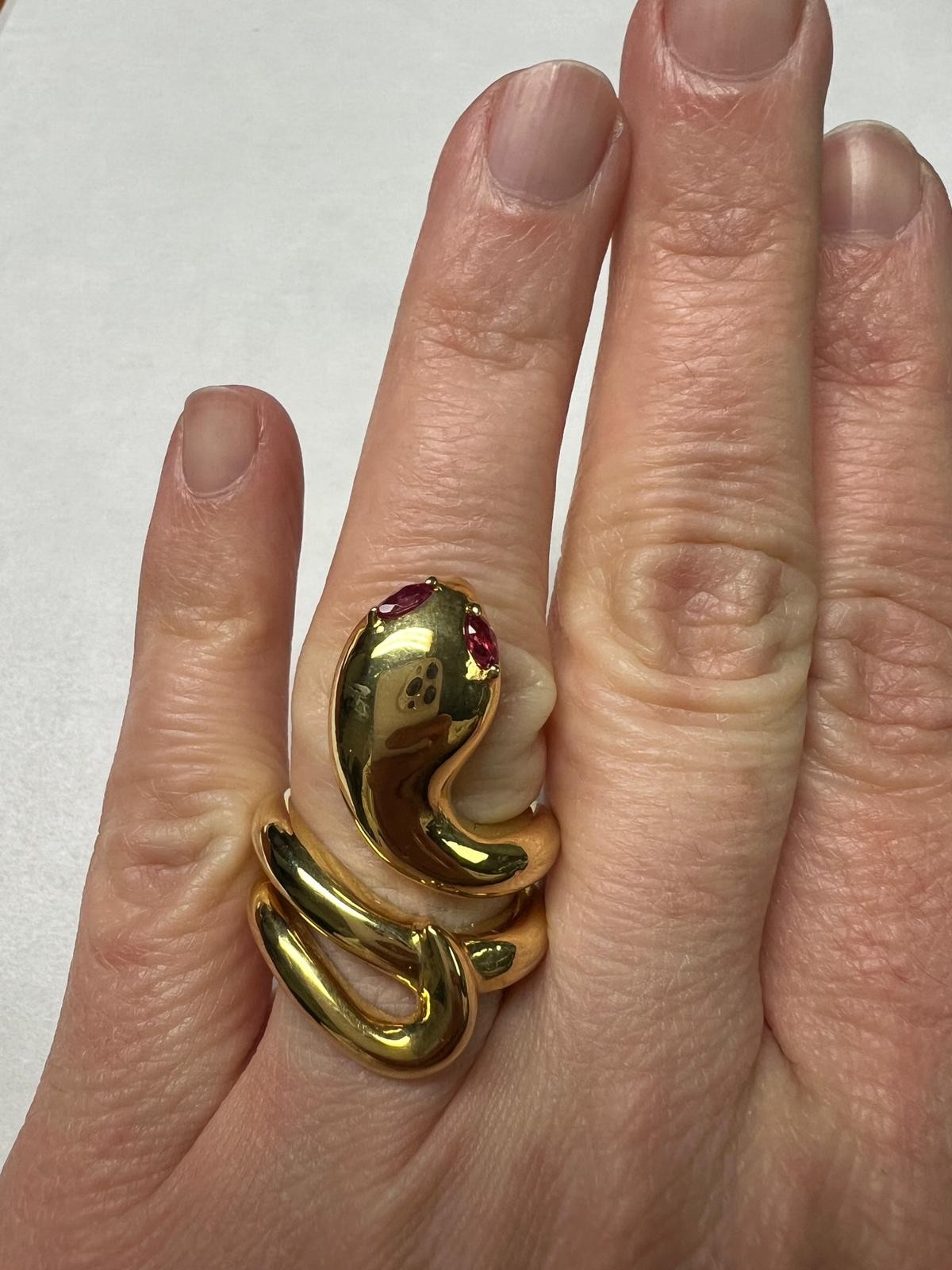 18KT GOLD PLATED 925 SILVER SNAKE RING WOOD VALENZA WOODS