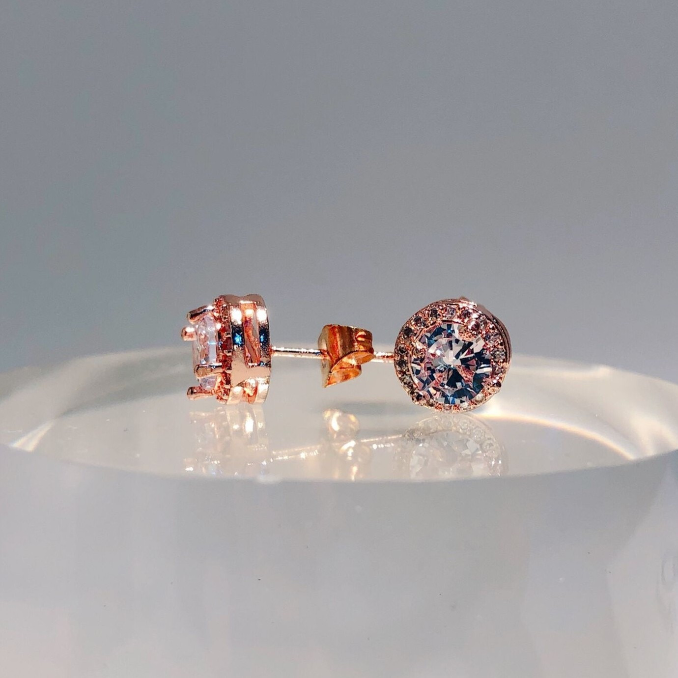 18k Rose Gold Diamond Earrings Free UK Delivery New