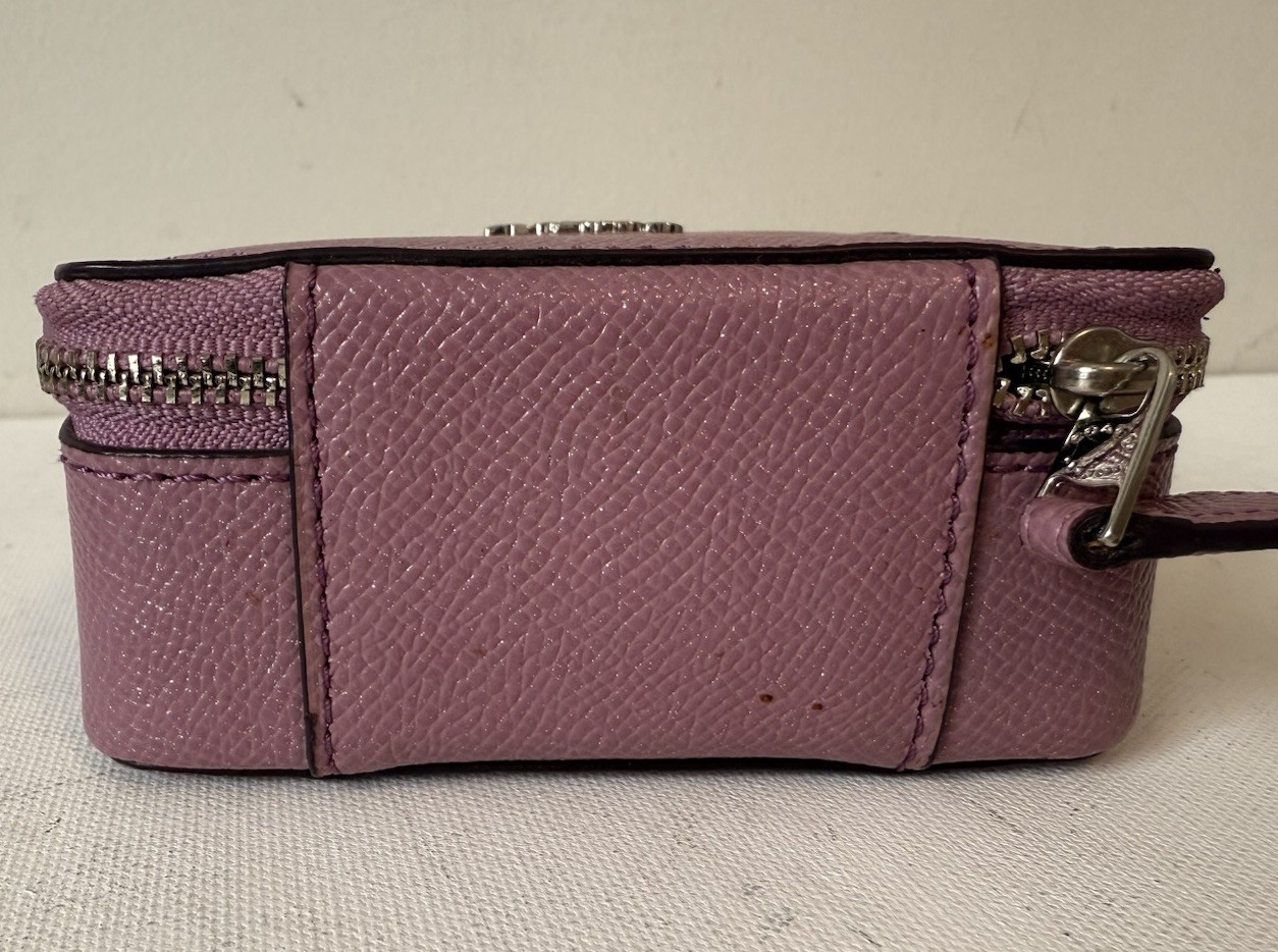 Coach Travel Jewelry Case Purple Pink Metallic Glitter Zip Up