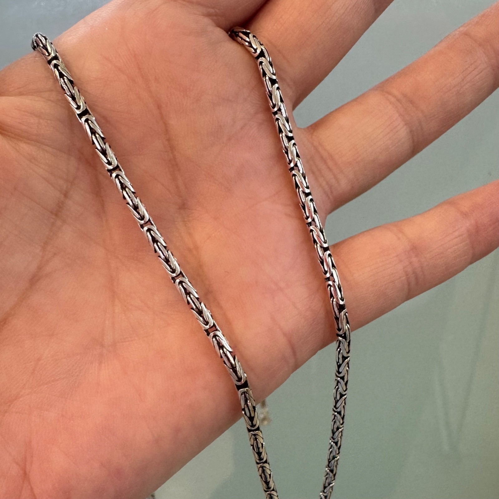 925 Sterling Silver Men’s Round Byzantine Chain Necklace 65 cm 25.5″ 18g Link