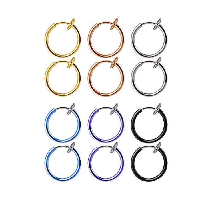 Clip-On Spring Action Non-Piercing Fake Septum Lip Cartilage Nose Tragus Ring