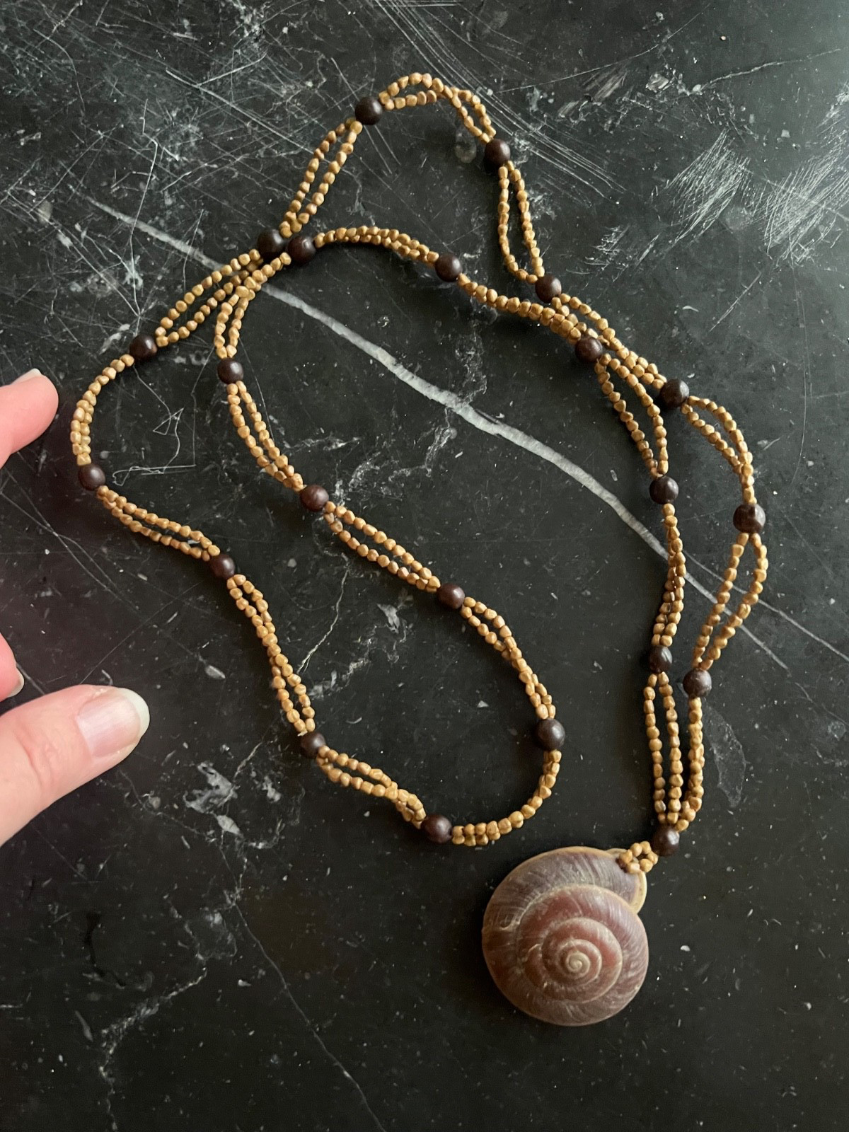 Artisan Peruvian Seed Necklace 33″ Handmade River Shell Natural Jewelry
