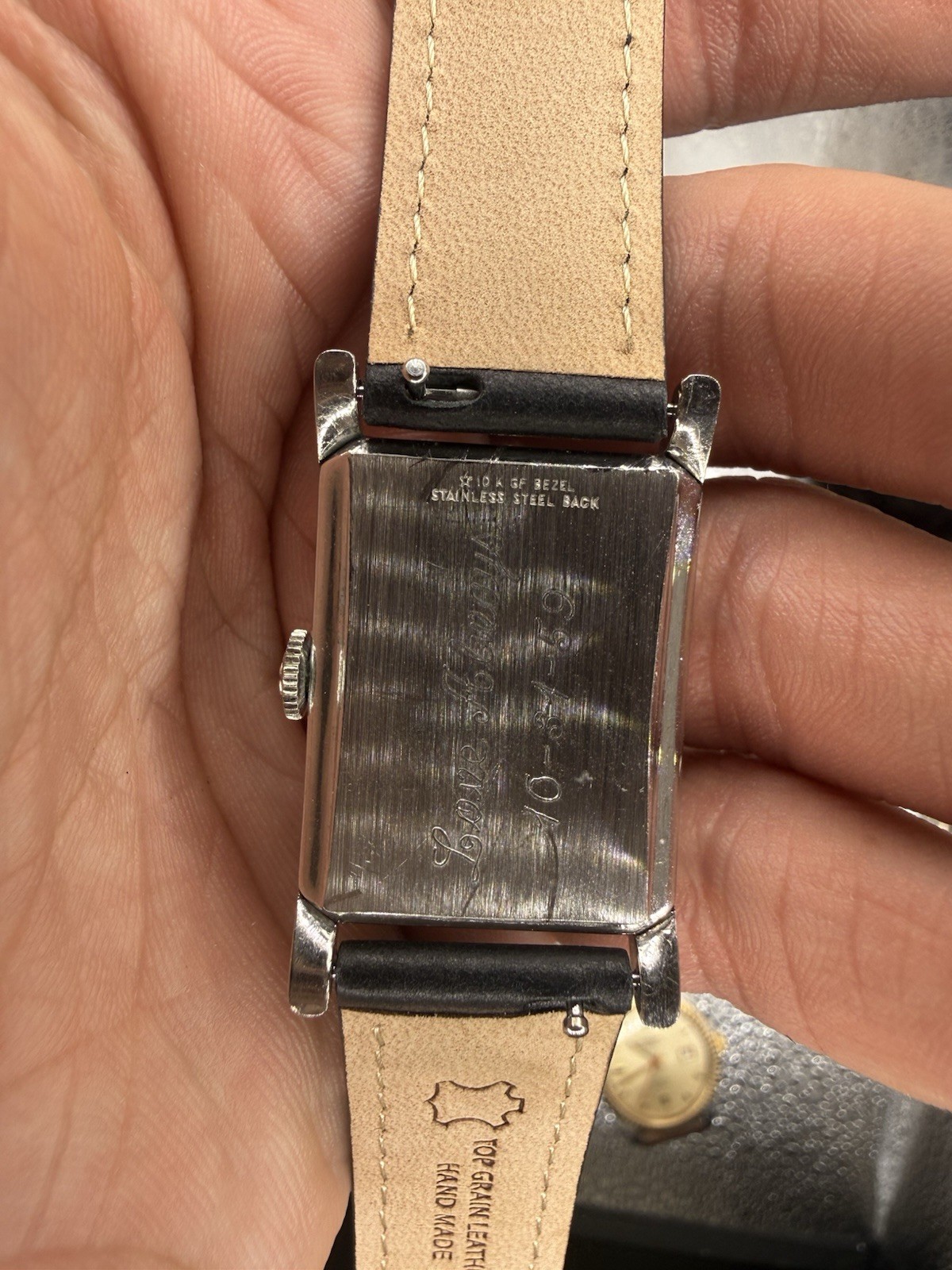 Wittnauer Vintage Rectangular Manual Wind Small Seconds Black Gilt Dial