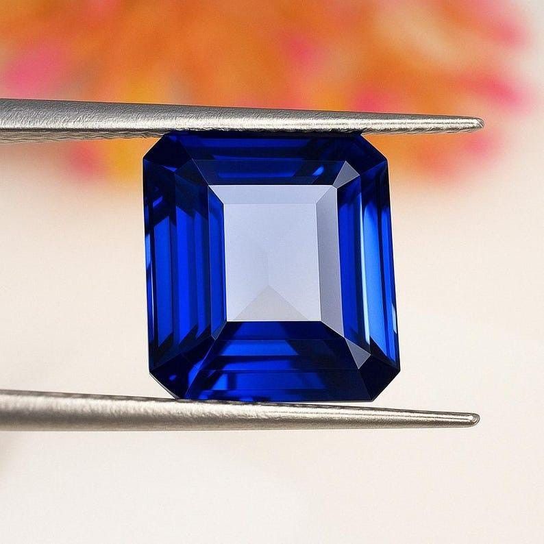 11.70 Ct Natural Blue Flawless Sapphire Emerald Cut GIE Certified Loose Gemstone