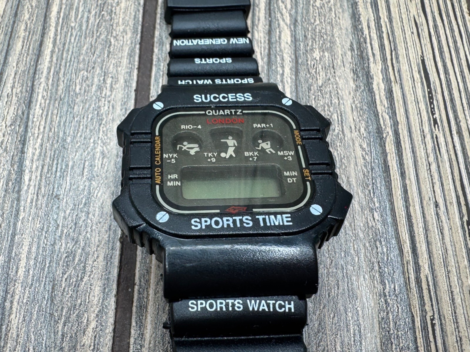 Success Quartz Digital Sports Watch Black With Action Band & Multiple Time Zone