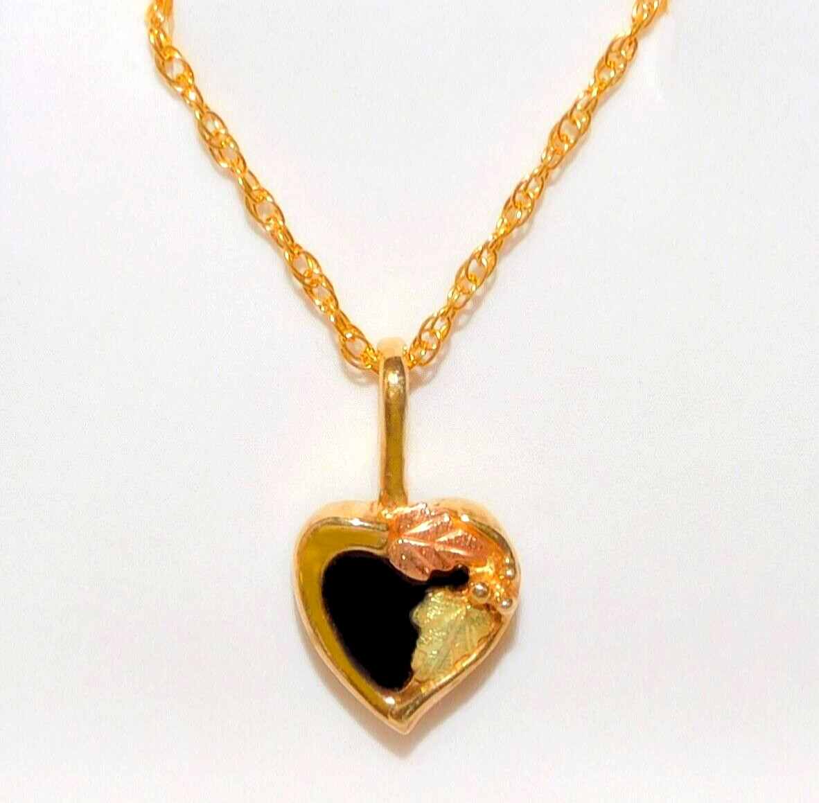 Black Hills Gold 10k Small Onyx Heart Pendant