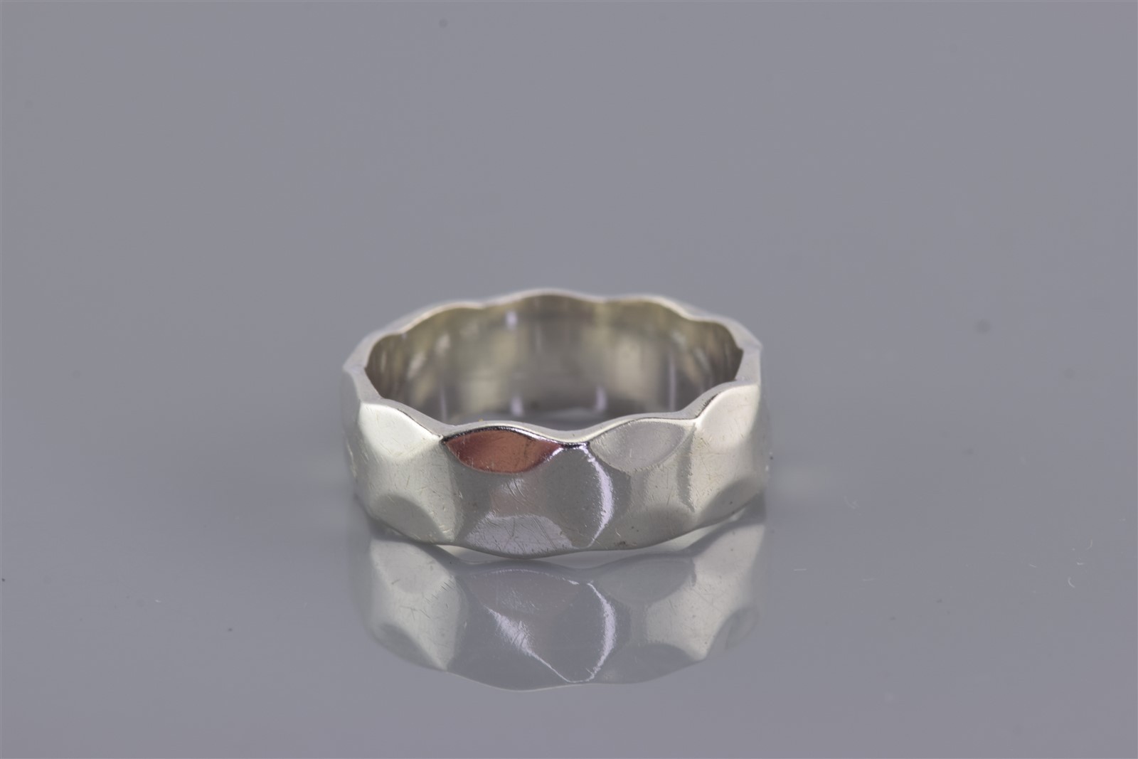Sterling Silver 6mm Scalloped Angle Textured Band Ring 925 Sz: 6