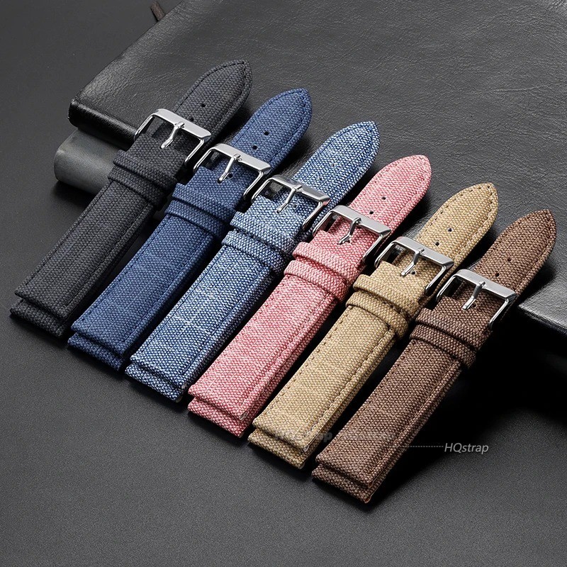 Nylon Canvas Watch Band Single Pass Strap 12/14/16/18/20/22mm Replacement