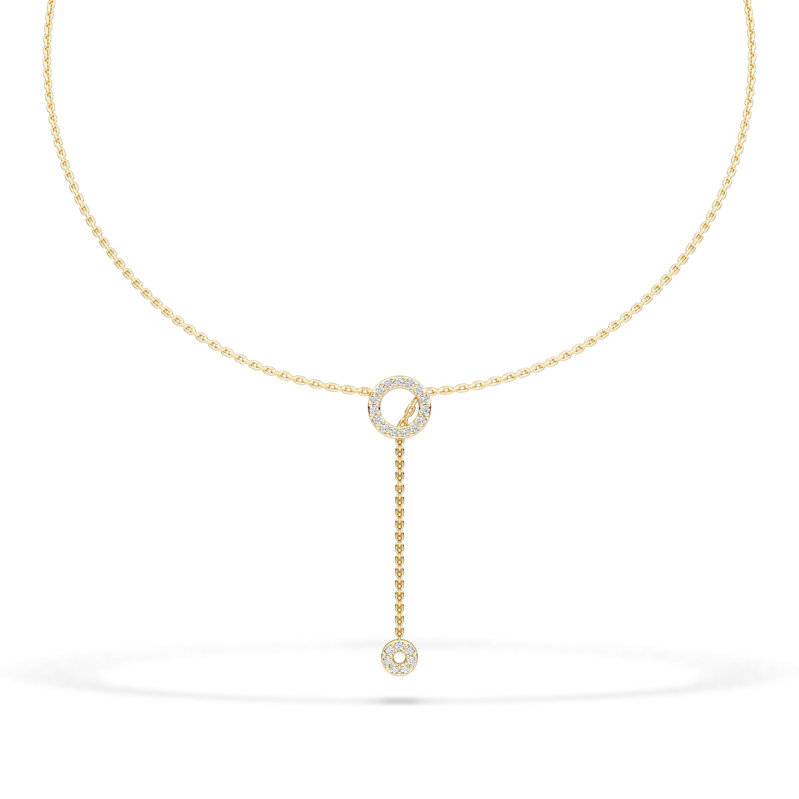 Round Cut Natural or Lab Grown Diamond Circle Drop Necklace in 10K 14K 18K Gold