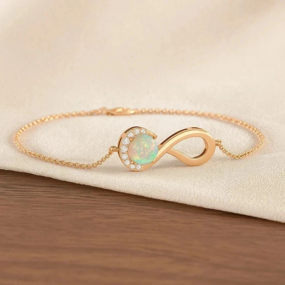 2Ct Round Cut Lab-Created Fire Opal Women Chain Bracelet 14K Yellow Gold Plated