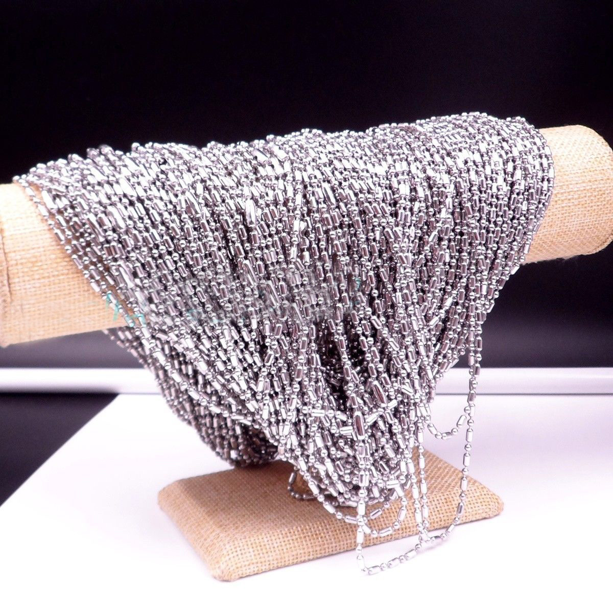 Wholesale 1.5/2/2.4/3.2mm 316L Stainless Steel Ball Bamboo Link Chain Necklace
