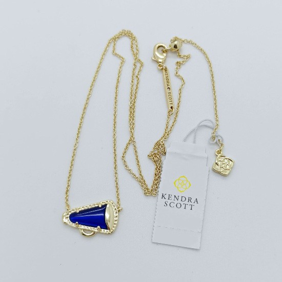 New Kendra Scott Cheer Gold Pendant Necklace In Cobalt Blue