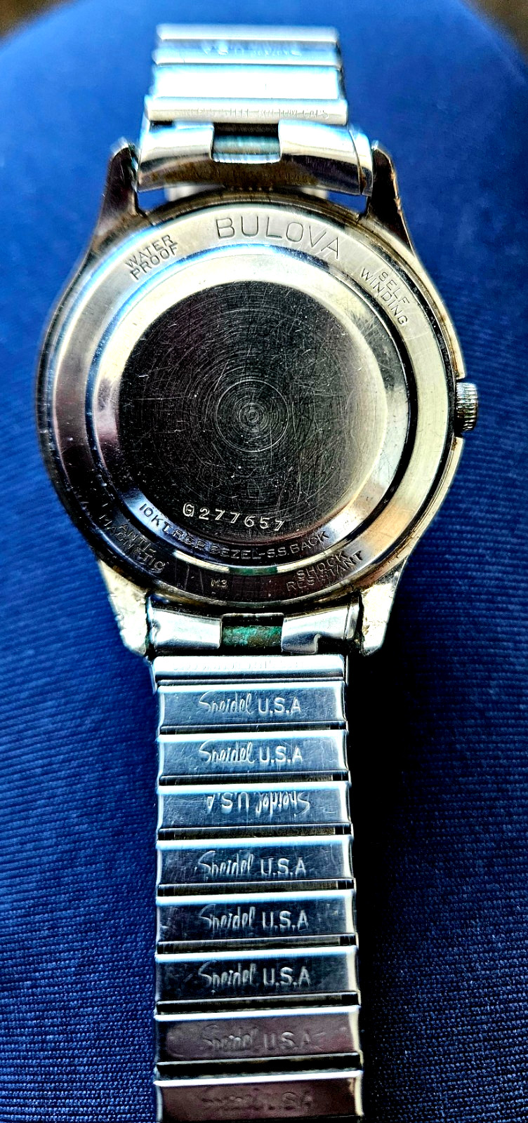 Vintage Bulova 23 Jewel Self-winding Gray concentric face Gents Wrist Watch Runs