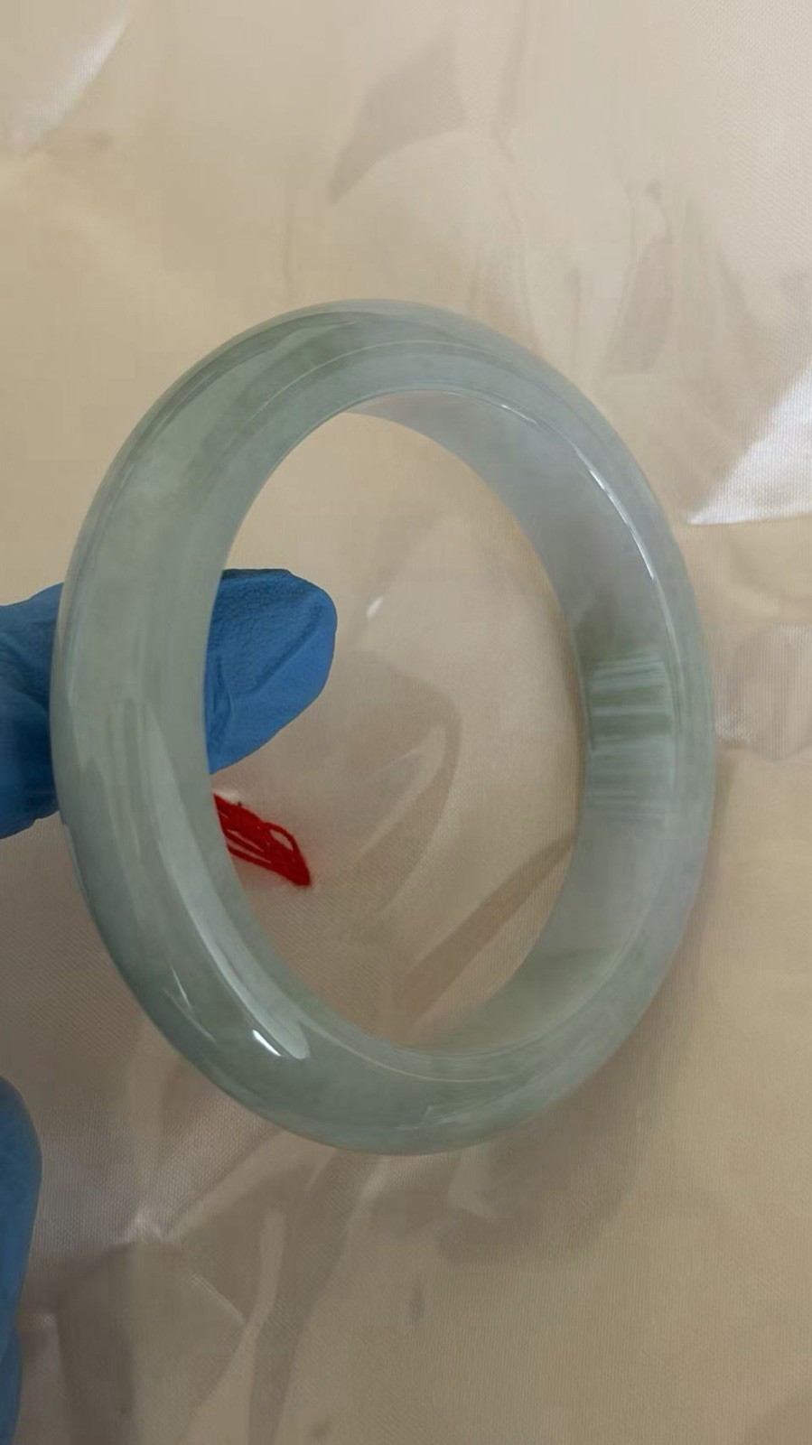 587: Official Certificate Grade A Pretty Natural Jadeite Bangle 56cm