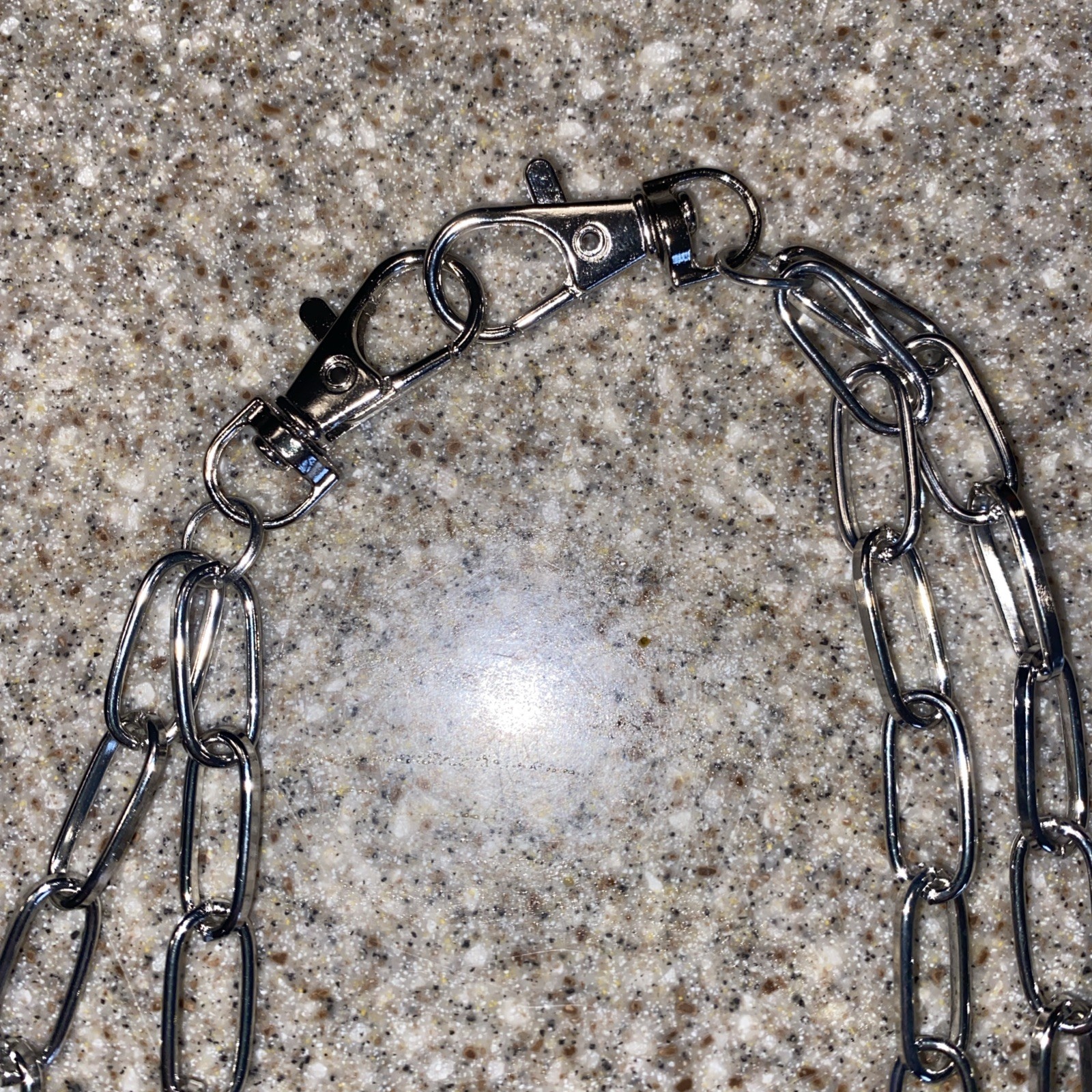 3 Silver Tone Punk Spike Link Chain Necklaces, Metal Link Chain, Lobster Clasp