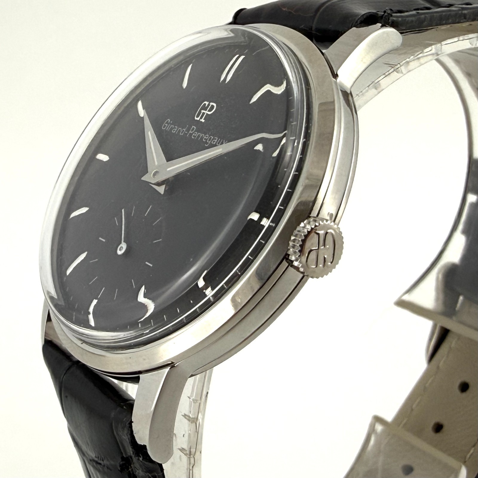 SWISS MADE OVERSIZED GIRARD PERREGAUX NICE BLACK DIAL MANUAL WIND GENTS WATCH