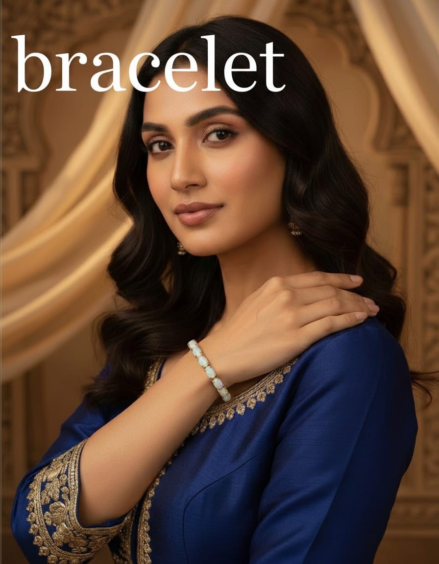 3Ct Oval Cut Lab-Created Opal Ladies Tennis Bracelet 14K Yellow Gold Finish