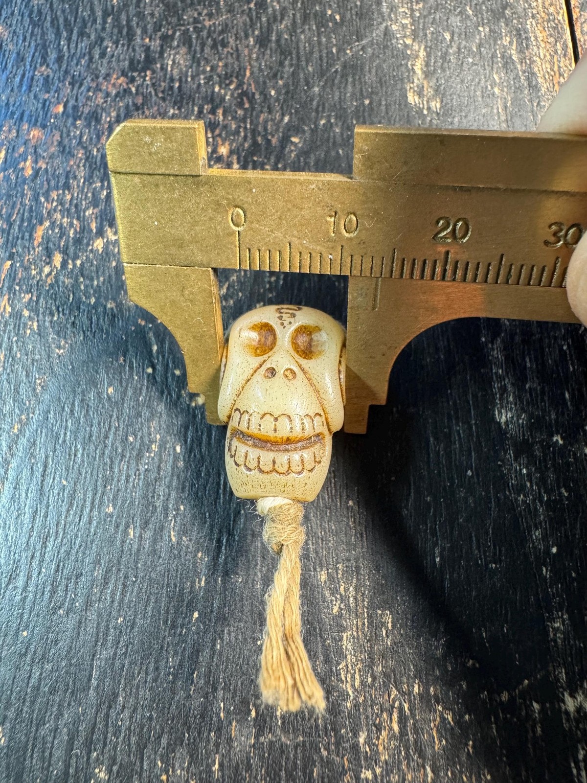 Hand Carved Yak Bone Citipati Skull Guru Bead – Tibetan Style Mala Center Bead,