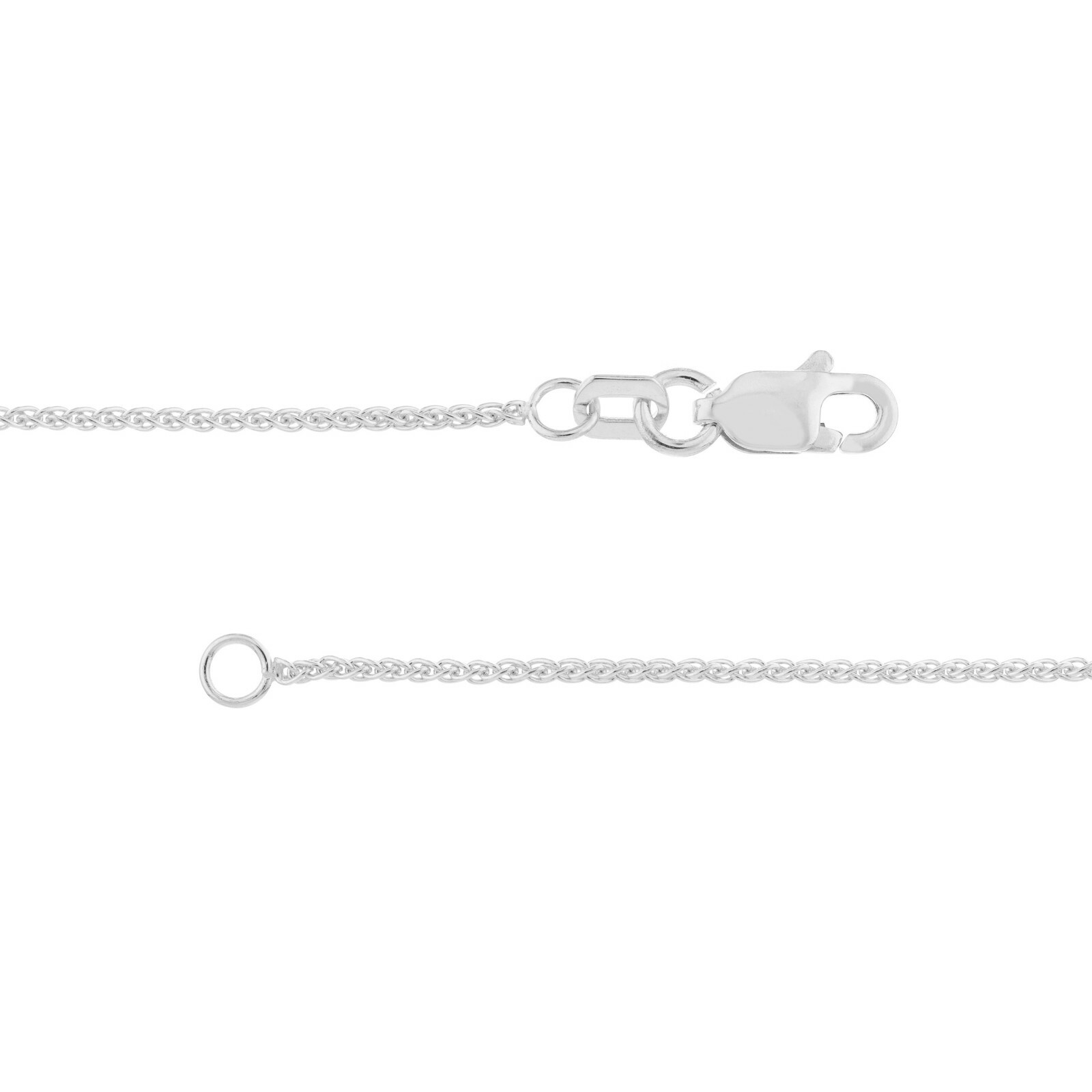 1.05MM ROUND WHEAT CHAIN NECKLACE REAL 14K WHITE GOLD