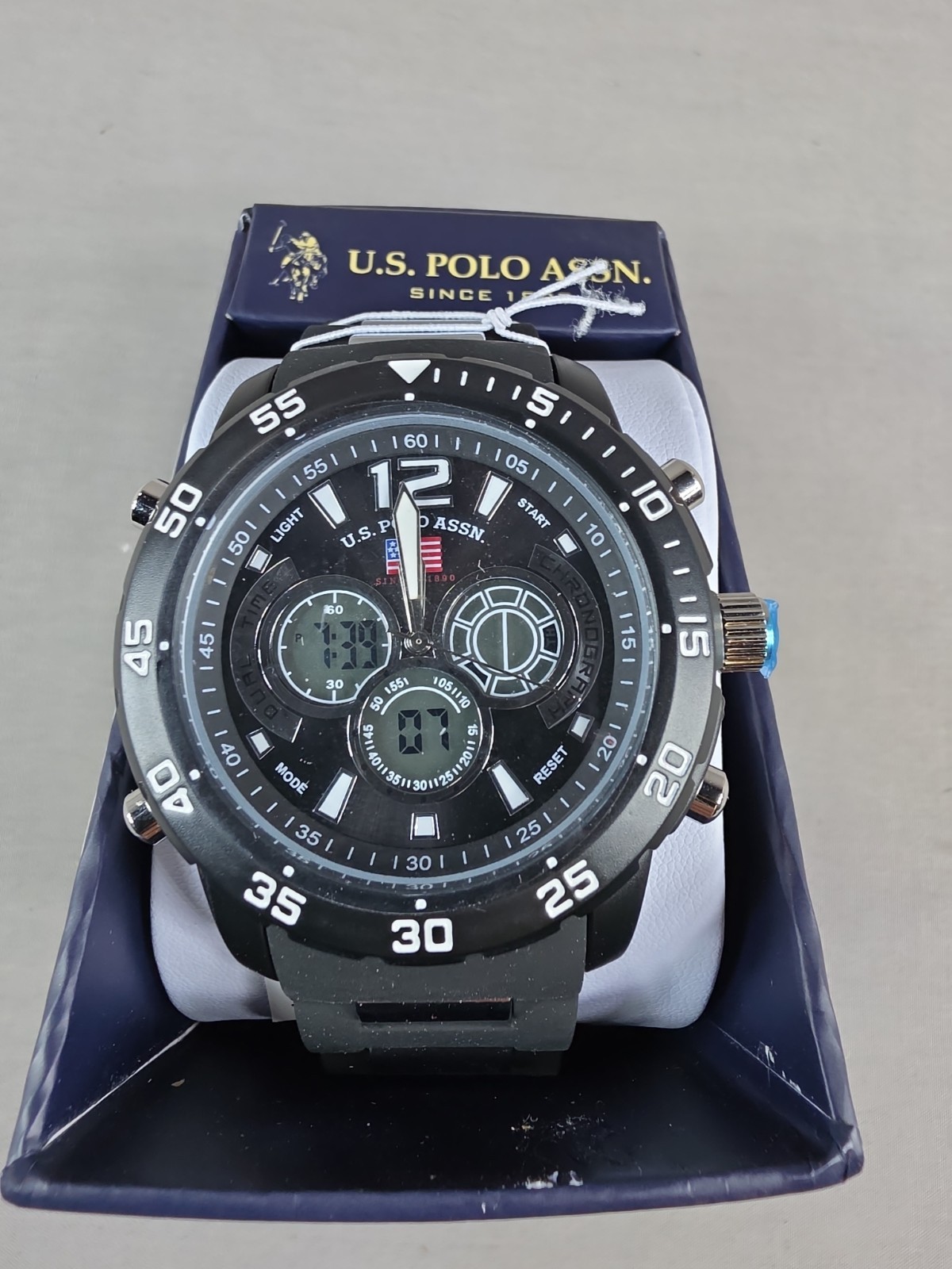 U.S. Polo Assn Adult Male Sport Analog/Digital Watch with Black Rubber Strap NEW