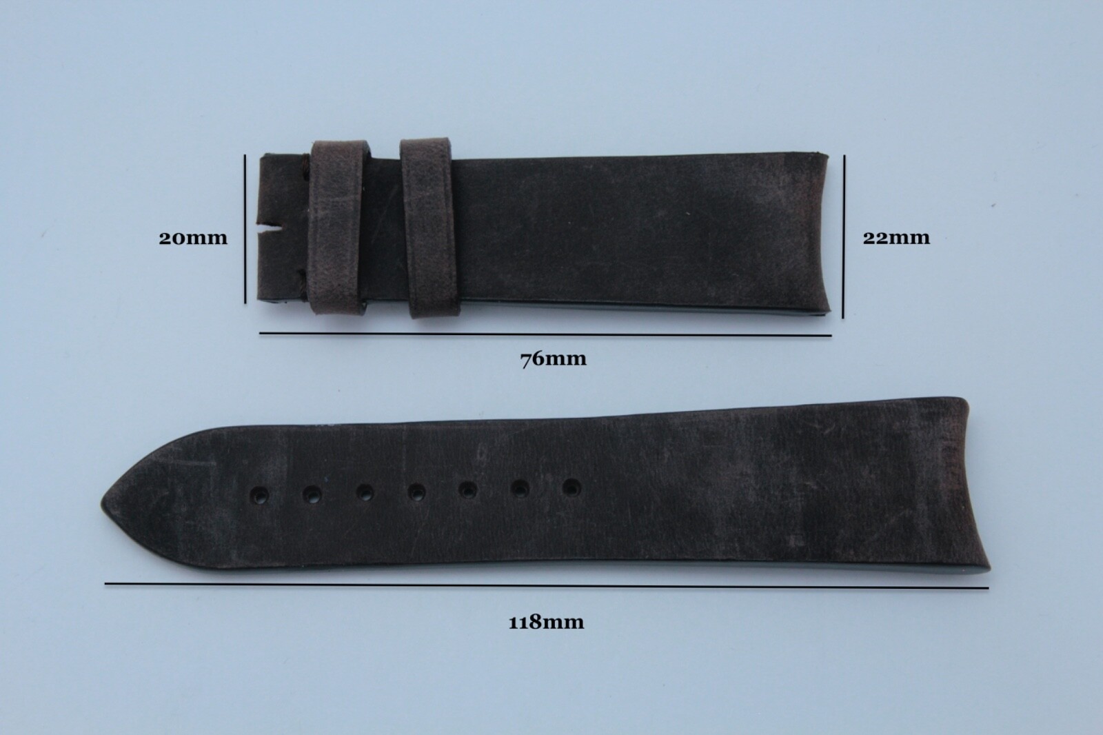 Genuine Bremont Vintage Dark Brown Leather 22mm x 20mm Watch Bands