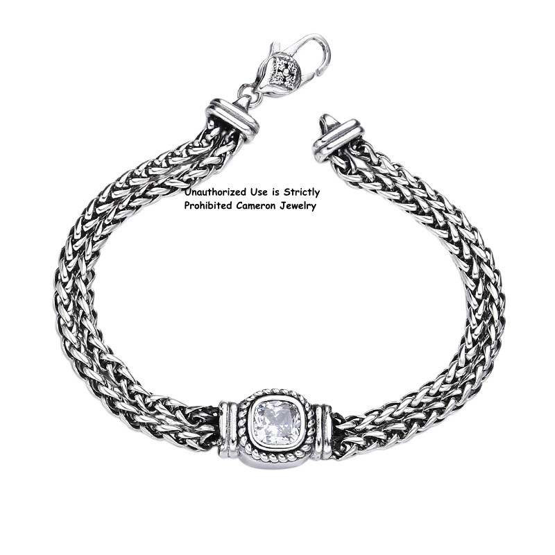 Solid S925 Sterling Silver Chain Square 5mm Wheat Link Bracelet 7.1-7.9inchL