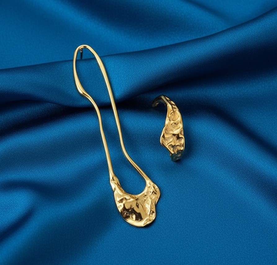 Hammered Earrings Boho Hoop Molten Mismatch Stud Abstract Jenny Bird Asymmetric