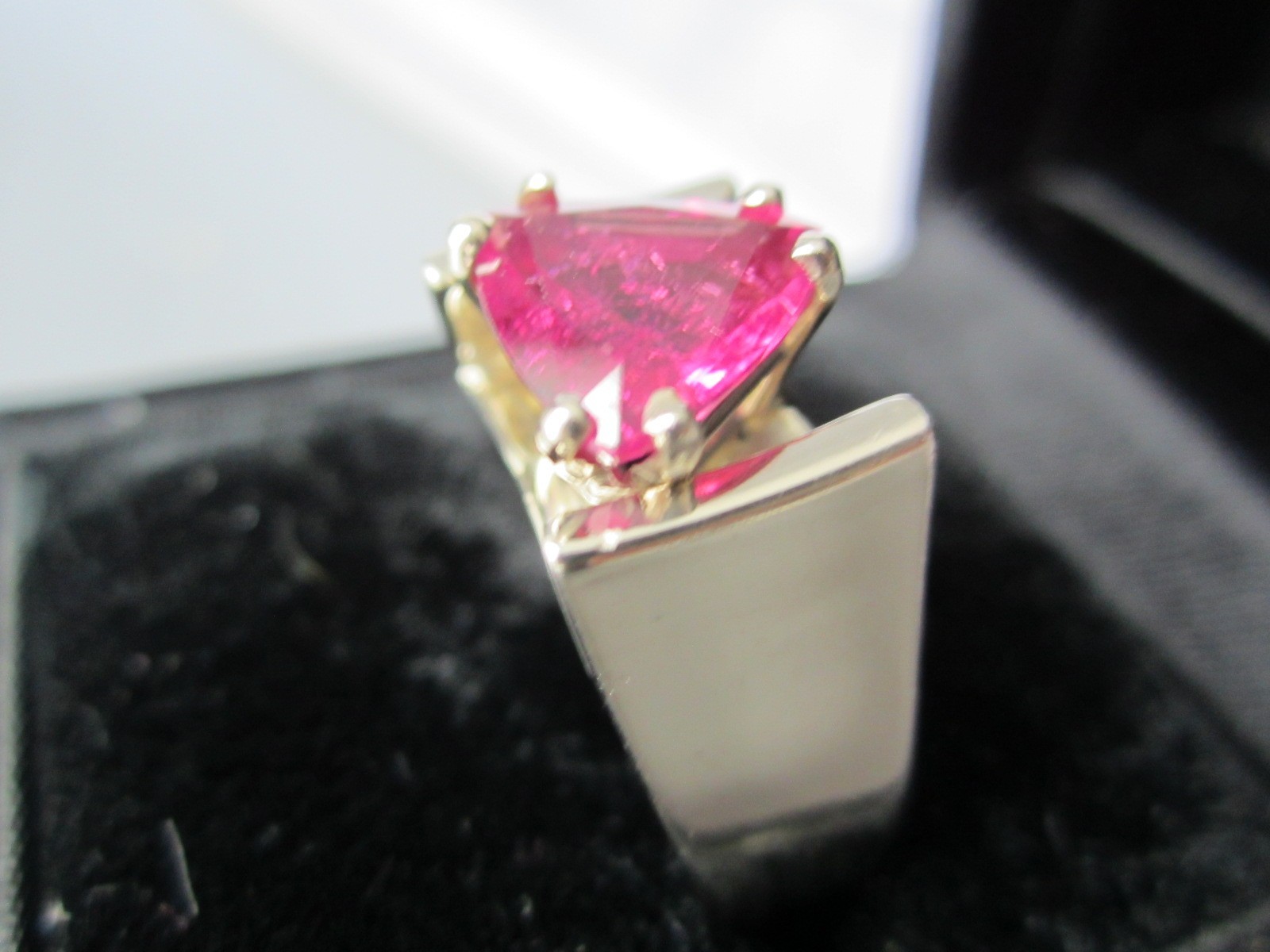 Natural 2.29 Ct Pink Tourmaline, 14 Kt White Gold Cathedral Mounting, Wt. 9.7 gm