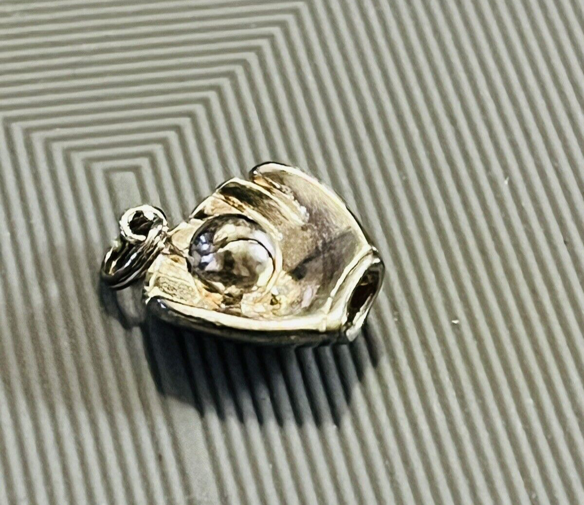 Sterling Silver 925 Baseball Mitt Glove with Ball Pendant Charm 3 Grams 1/2”