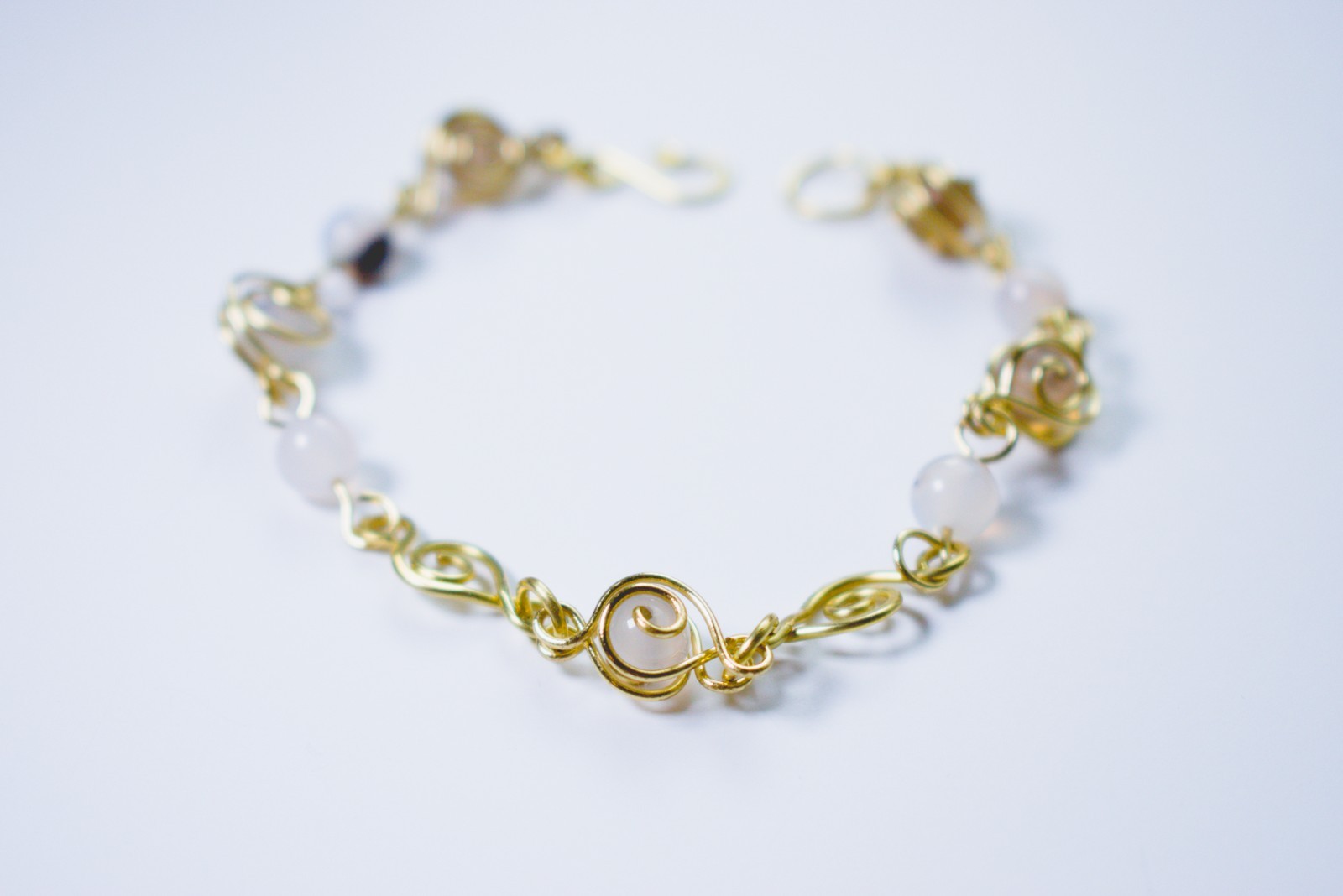 Swirl Brass Bracelet with Agate Beads