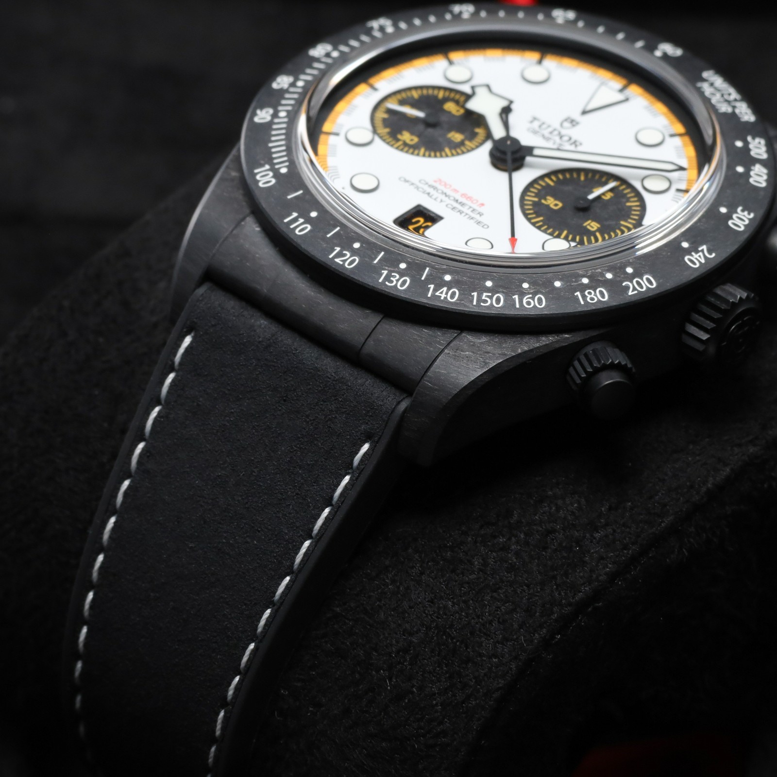 Tudor Black Bay Chrono 2026 42mm Carbon White Dial Hybrid Strap 79377KN