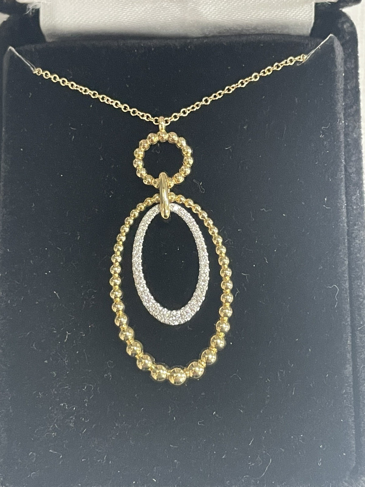 Gabriel 14kt White- Yellow Gold Diamond Oval Pendant Necklace