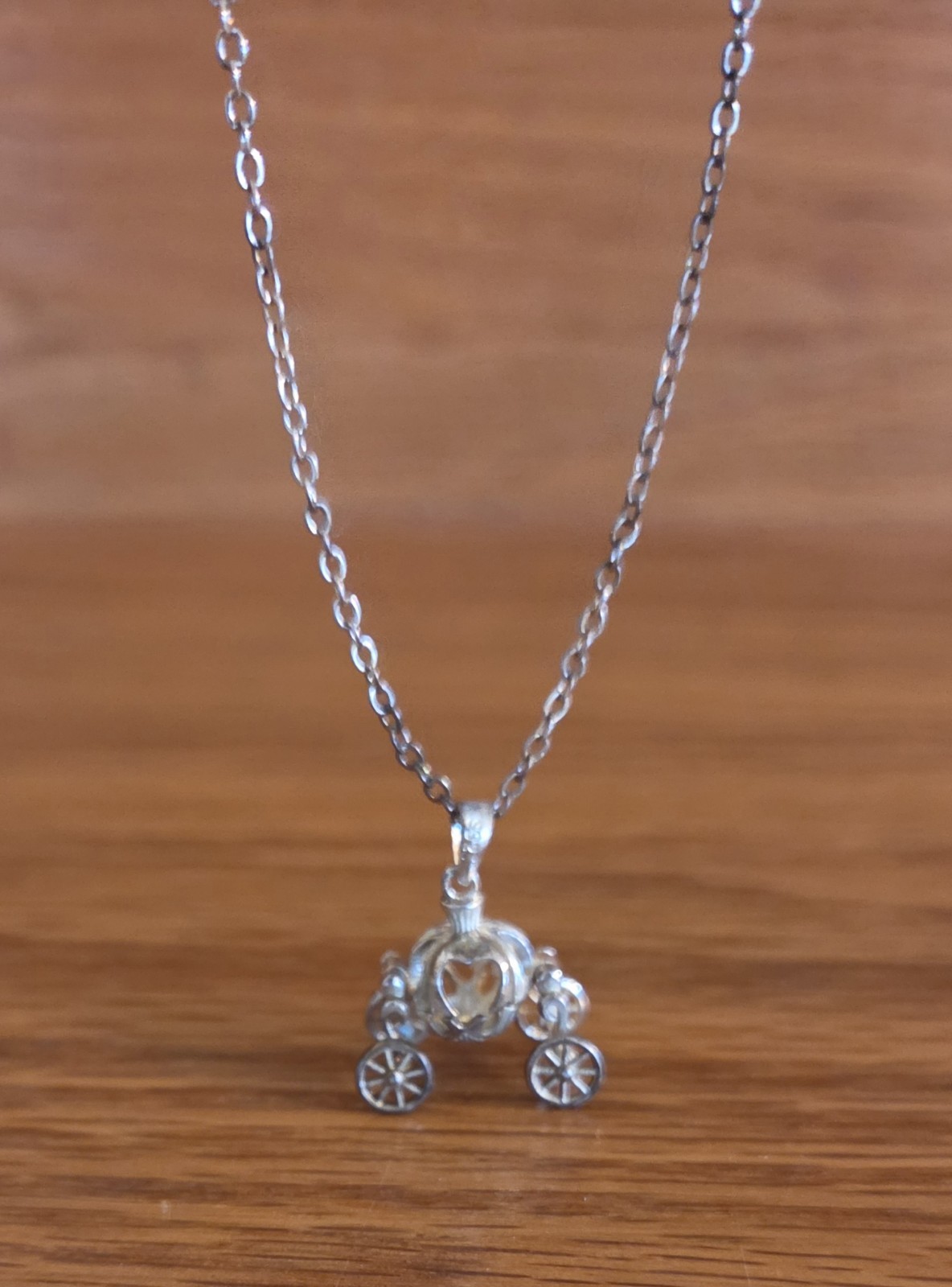 Girls Sterling Silver 925 Cinderella Pumpkin Carriage Necklace Silver &Gold Tone