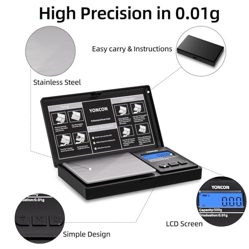 500g Digital Scale 0.01g Accuracy LCD Display Tare Function Portable Pocket