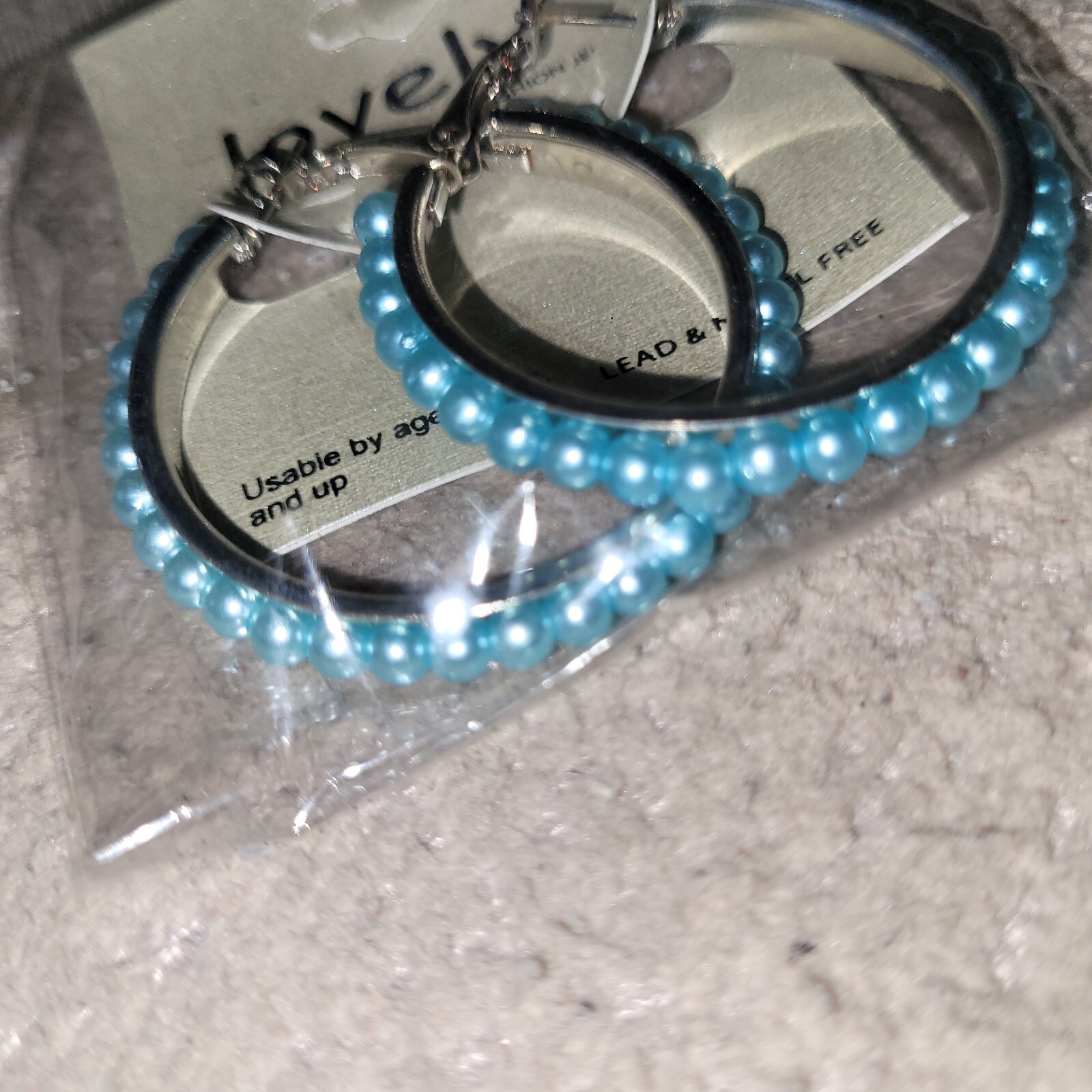 Lovely Brand Lead And Nickel Free Large Blue Hoop Earrings