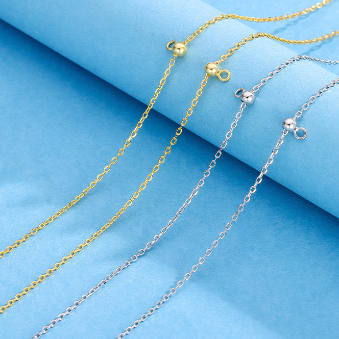Genuine Solid S999 Sterling Silver Sliding Chain Necklace 45 cm / 17.7 in