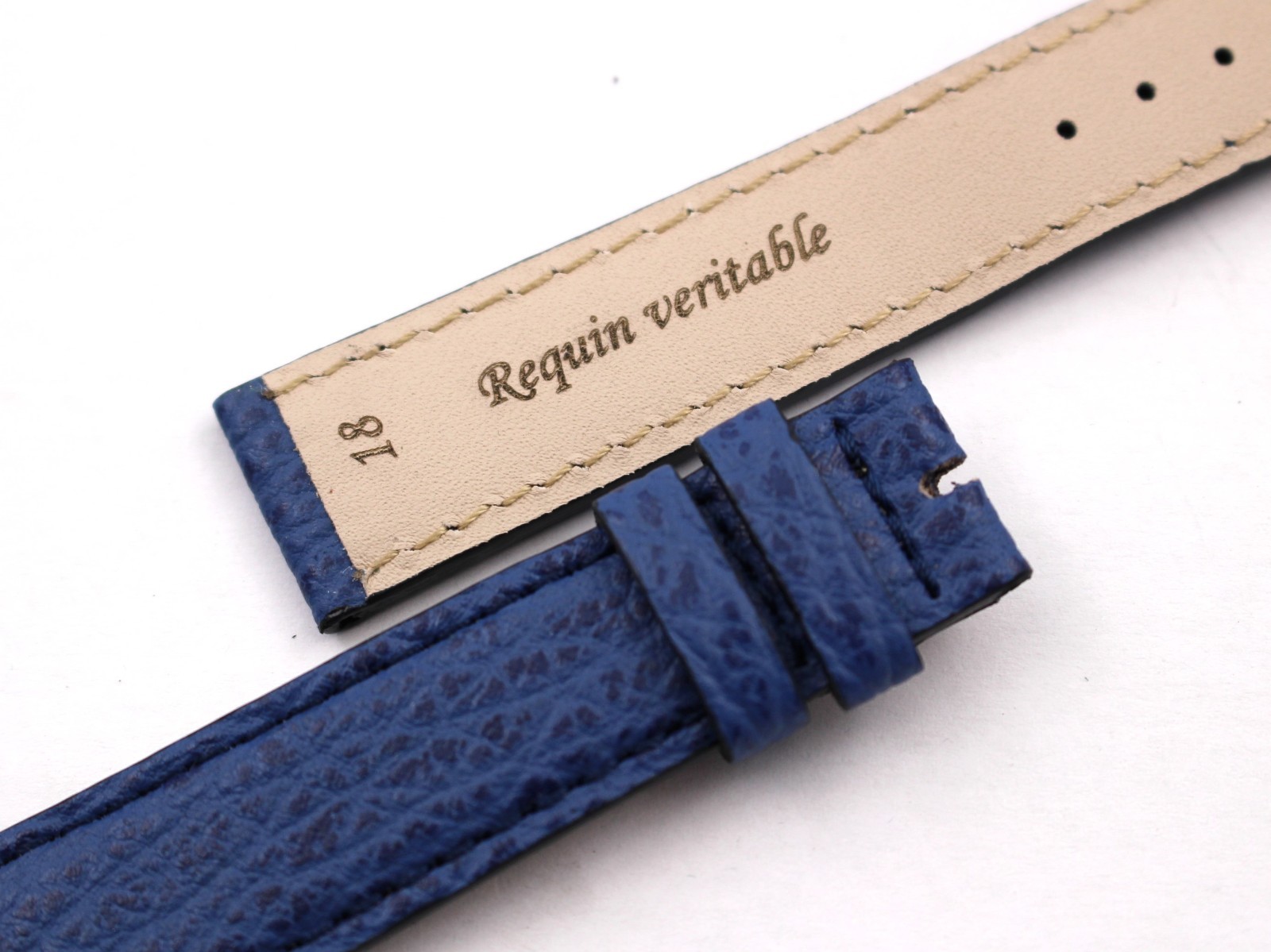 Blue Shark Leather Strap Jeans Matte 18/16mm Excellent Quality Limited Edition