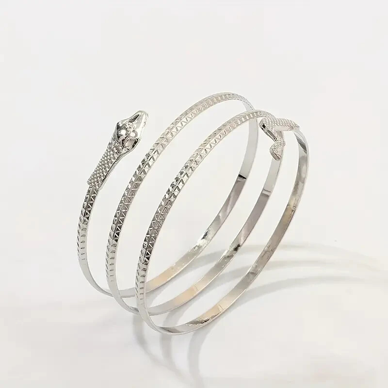 Elegant Unique 925 Sterling Silver New Charms Snake Design Bracelet Bangle Cuff