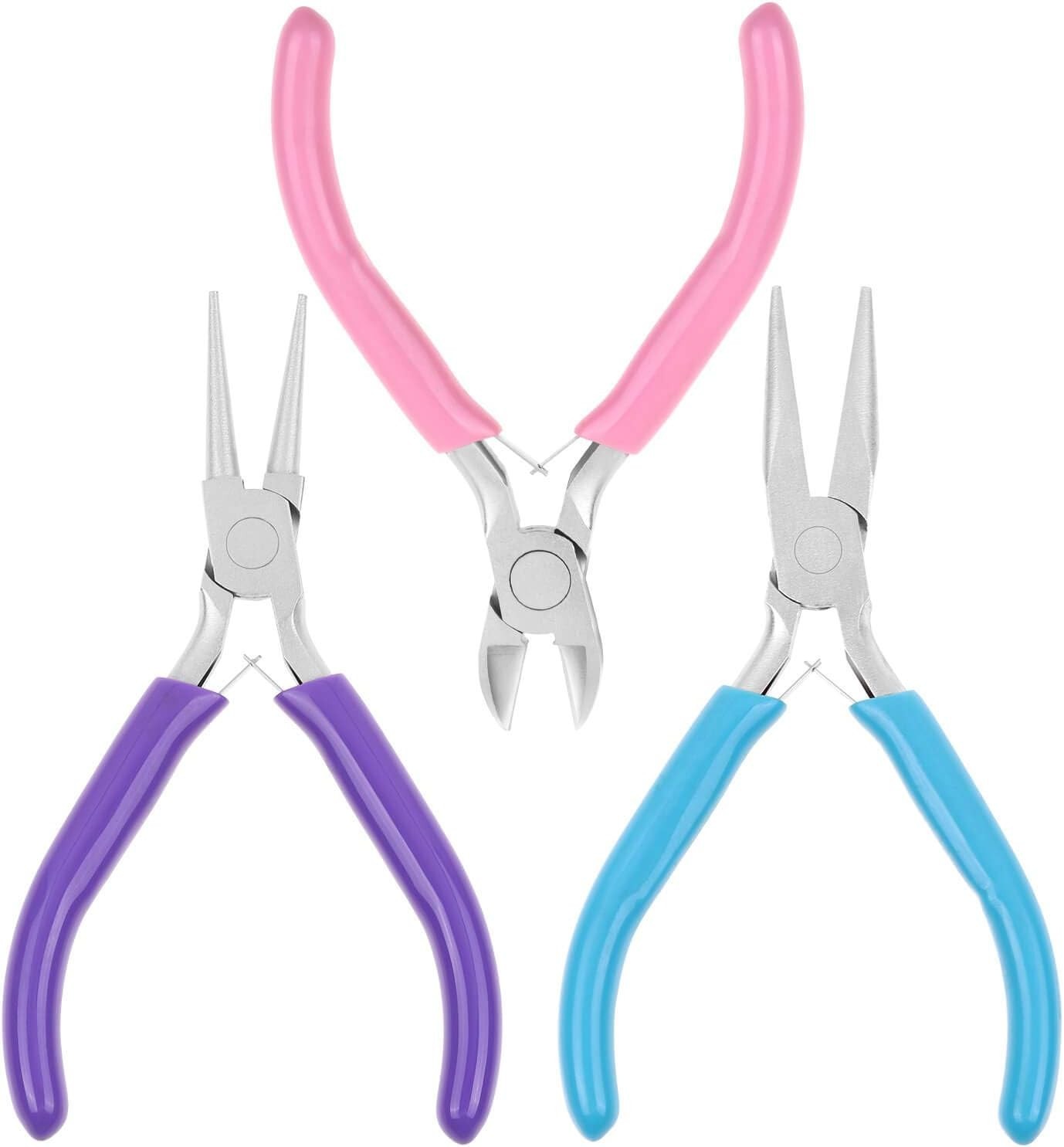 Heavy-Duty Jewelry Pliers Set with Ergonomic Rubber Handles – 3 Tools Included