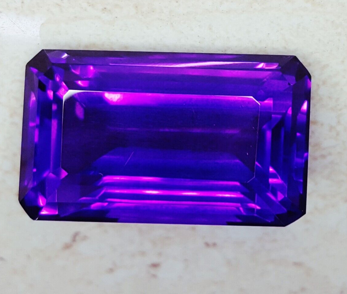 Loose Gemstone 50 Ct Natural Violet Amethyst Untreated Certified Emerald G103
