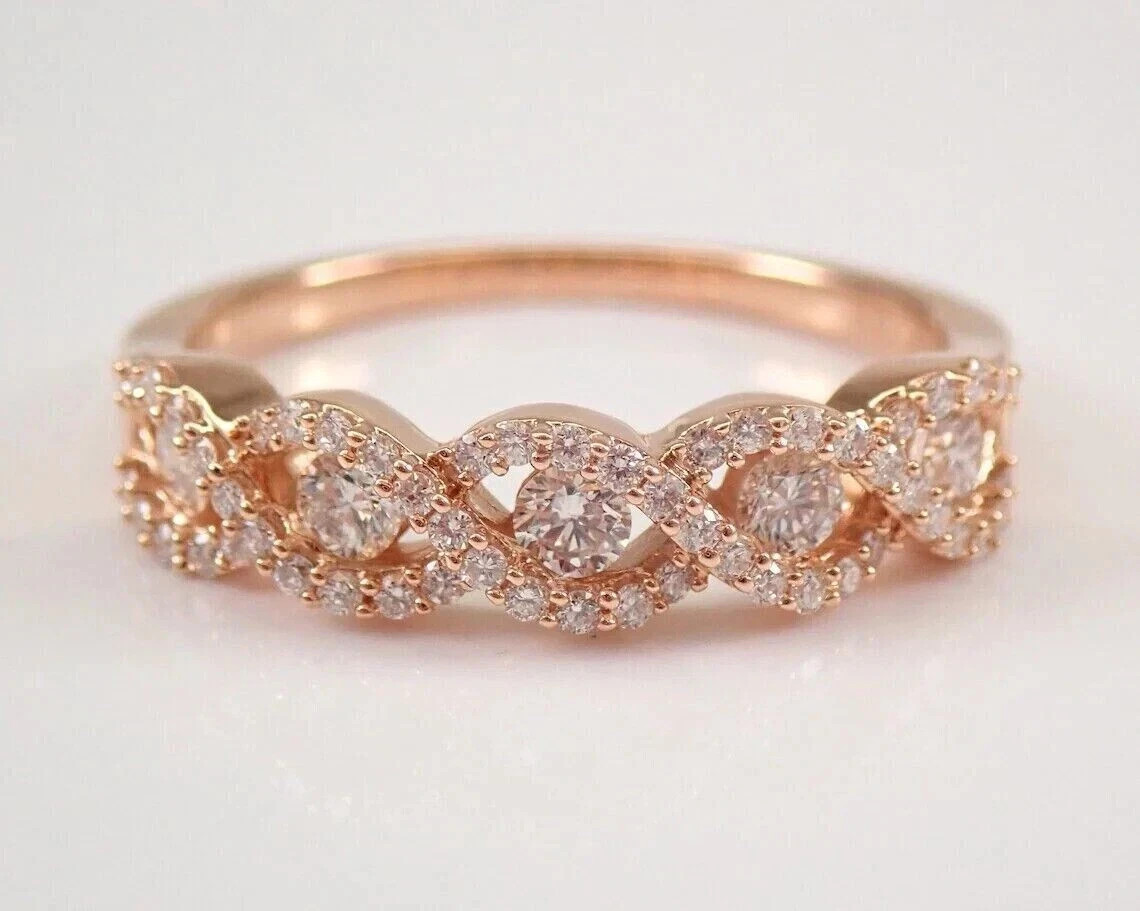 2Ct Round Cut Lab Created Diamond Women’s Band Ring 14K Rose Gold Plated