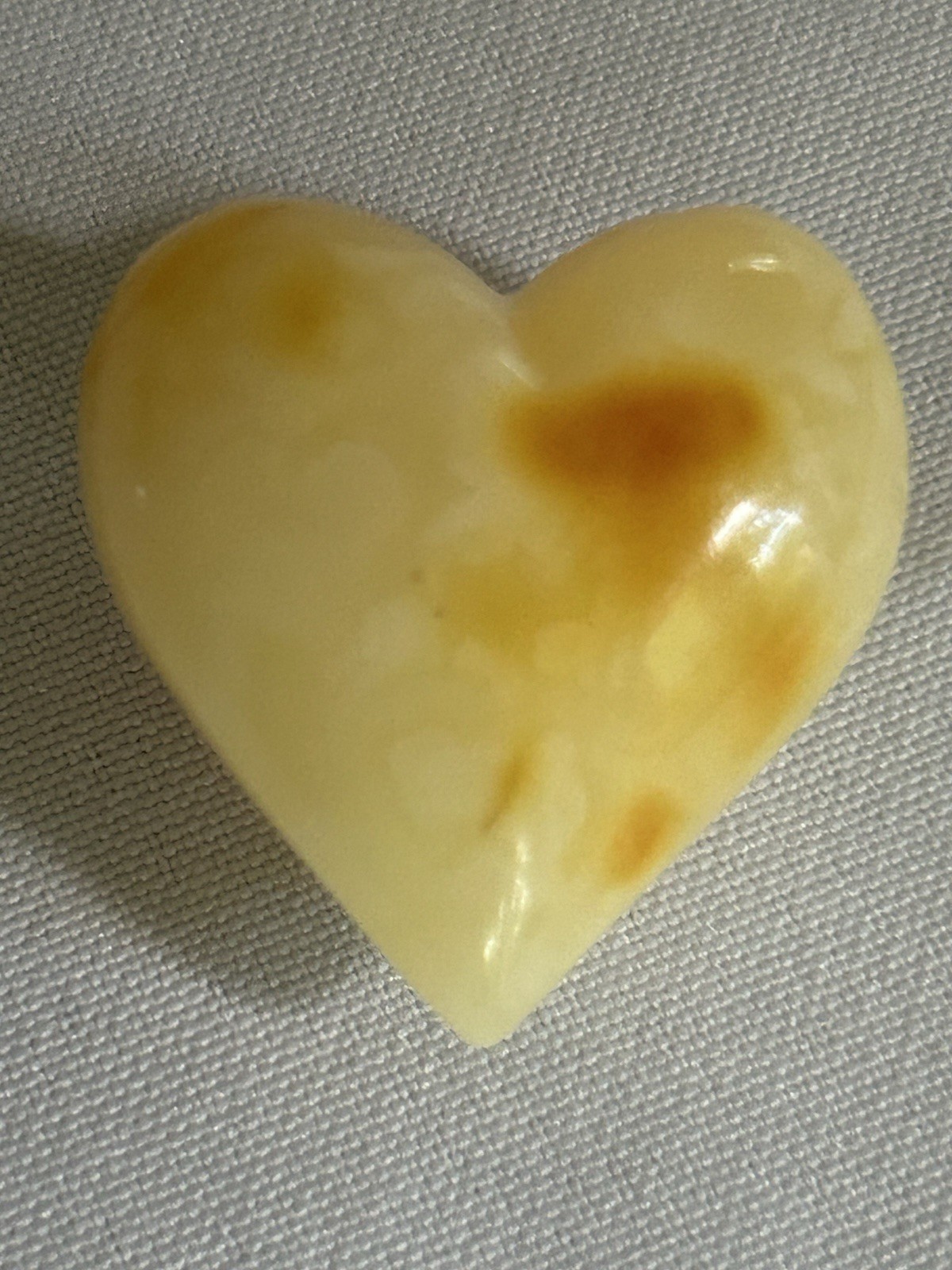 Baltic Butterscotch Natural Solid Amber Puffy Heart 1.5” X1.5” 9.2 grams
